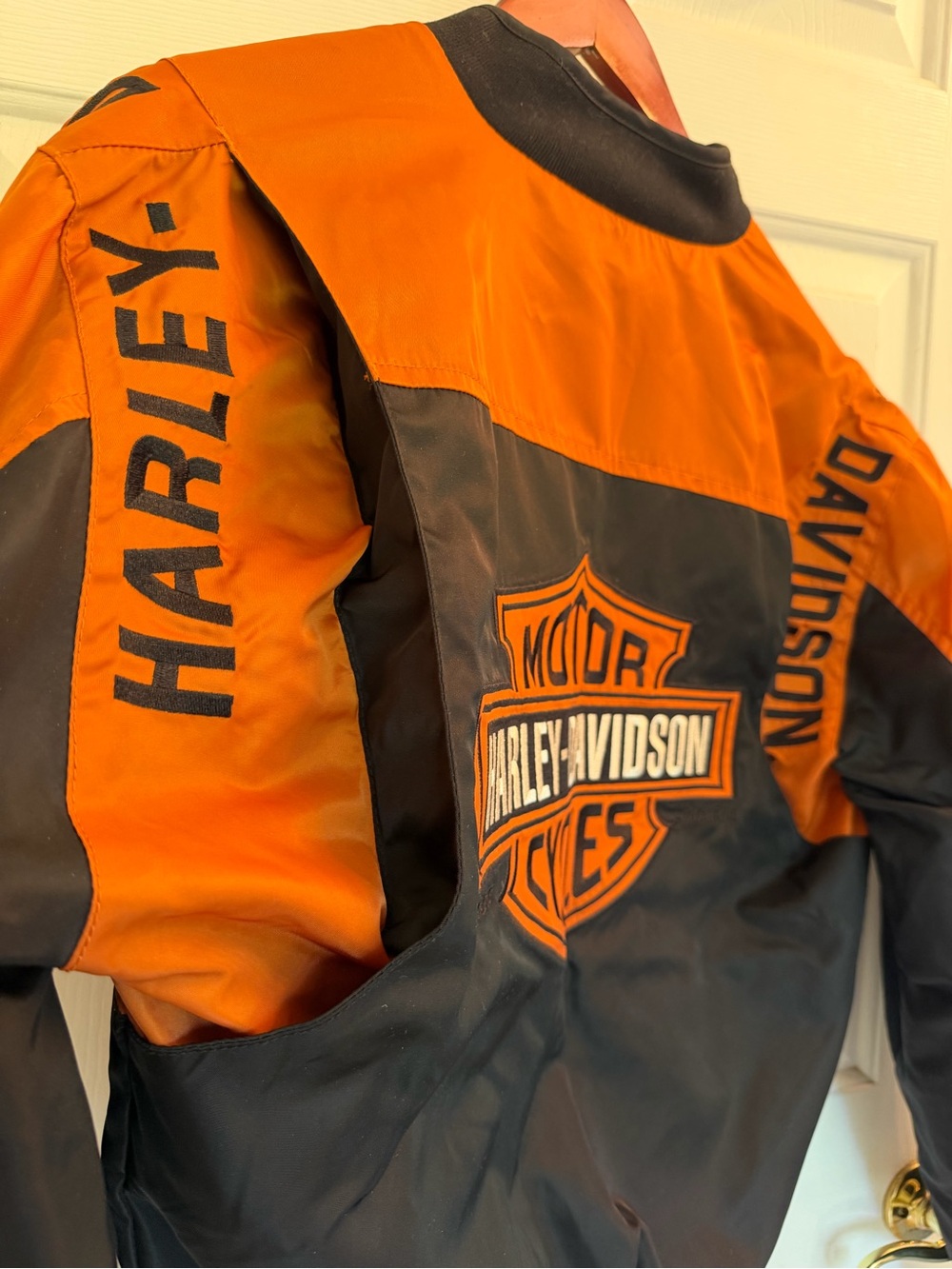 Harley-Davidson Black and Orange Embroidered Nylon Riding Jacket